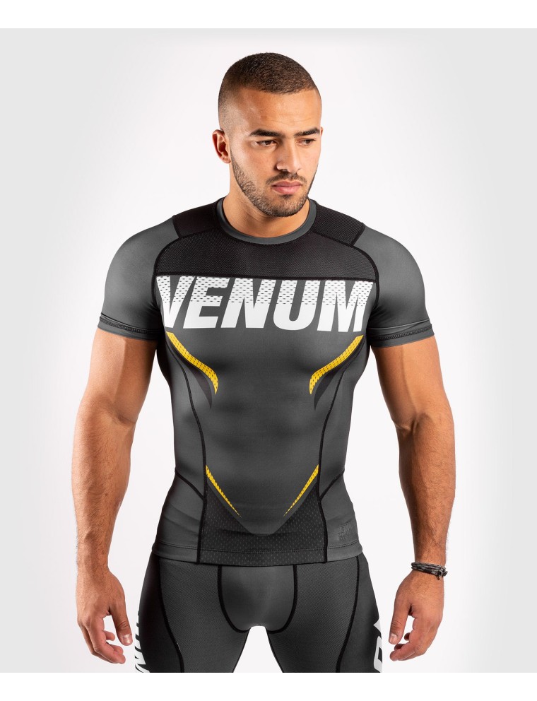 Top Choice Venum ONE FC Impact Rashguard - short sleeves - Grey/Yellow On Hand Now