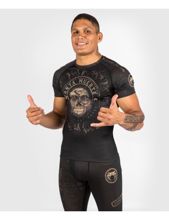 Top Choice Venum Santa Muerte Dark Side - Rashguard Short Sleeves - Black/Brown Hot New Item