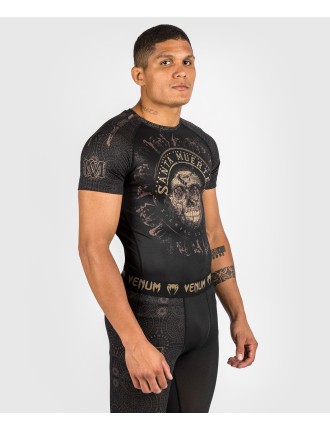 Top Choice Venum Santa Muerte Dark Side - Rashguard Short Sleeves - Black/Brown Hot New Item