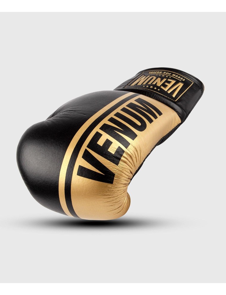 Top Choice Venum Shield Pro Boxing Gloves - With Laces - Black/Gold Limited Stock