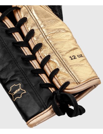 Top Choice Venum Shield Pro Boxing Gloves - With Laces - Black/Gold Limited Stock