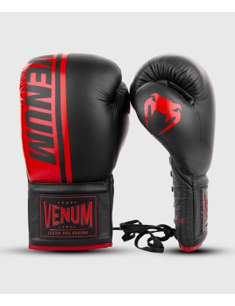 Top Choice Venum Shield Pro Boxing Gloves - With Laces - Black/Red Immediate Availability