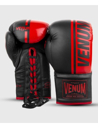 Top Choice Venum Shield Pro Boxing Gloves - With Laces - Black/Red Immediate Availability