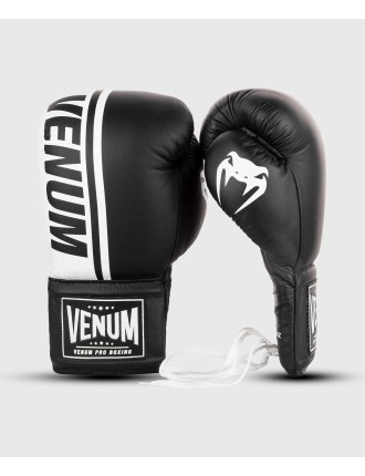 Top Choice Venum Shield Pro Boxing Gloves - With Laces - Black/White