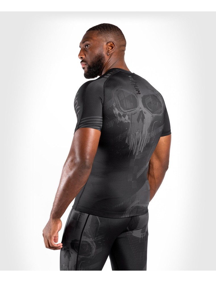 Top Choice Venum Skull Rashguard - Short sleeves - Black/Black Available for Immediate Shipping