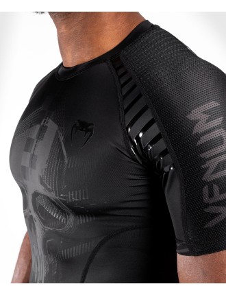 Top Choice Venum Skull Rashguard - Short sleeves - Black/Black Available for Immediate Shipping