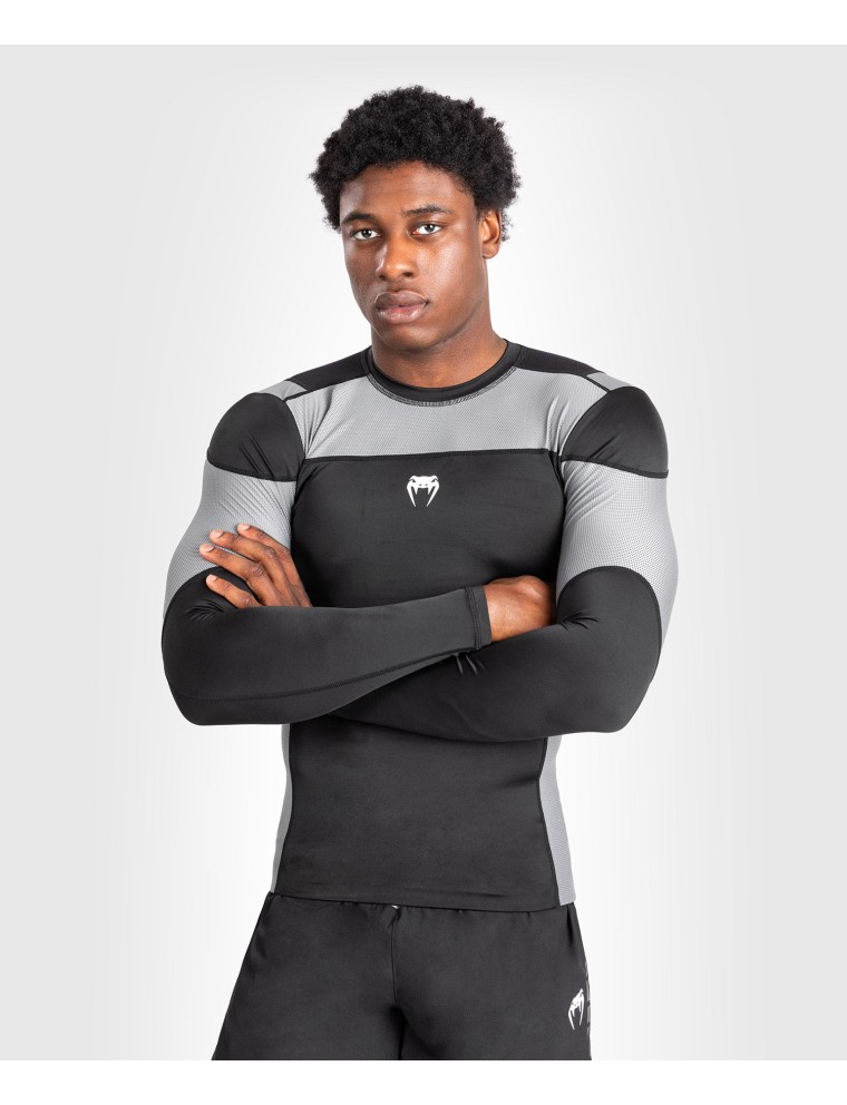 Top Choice Venum Tempest Men's Long Sleeve Rashguard - Black/Grey