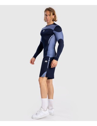 Top Choice Venum Tempest Men's Long Sleeve Rashguard - Navy Blue/Blue Hot New Item