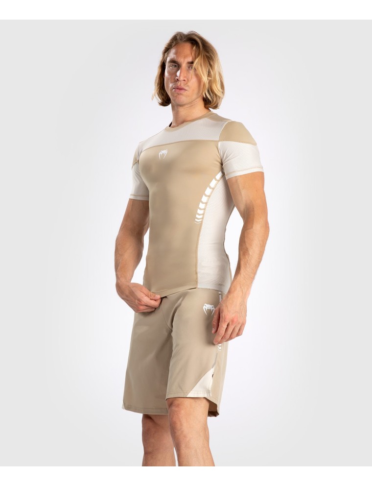 Top Choice Venum Tempest Men's Short Sleeve Rashguard - Beige/Sand In Stock