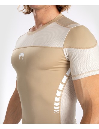 Top Choice Venum Tempest Men's Short Sleeve Rashguard - Beige/Sand In Stock