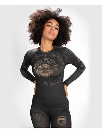 Top Choice Venum Women Santa Muerte Dark Side - Rashguard Long Sleeves - Black/Brown New Stock