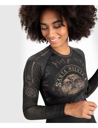 Top Choice Venum Women Santa Muerte Dark Side - Rashguard Long Sleeves - Black/Brown New Stock