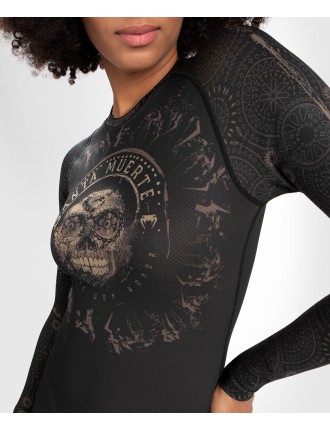 Top Choice Venum Women Santa Muerte Dark Side - Rashguard Long Sleeves - Black/Brown New Stock