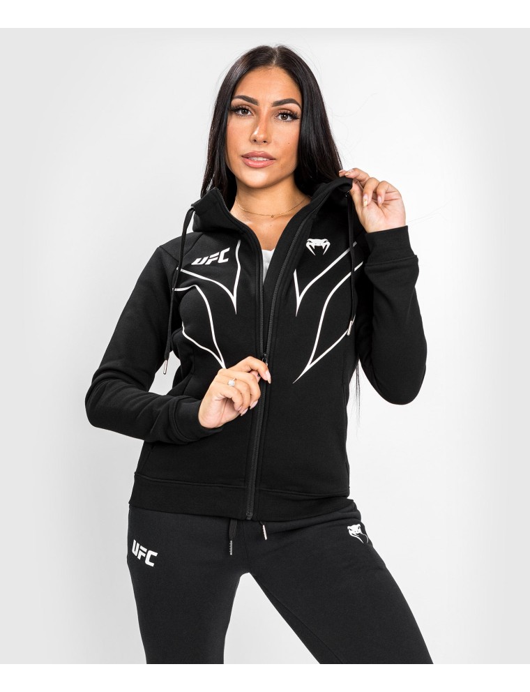 Top Choice UFC Venum Fight Night 2.0 Replica Women's Full Zip Hoodie - Black