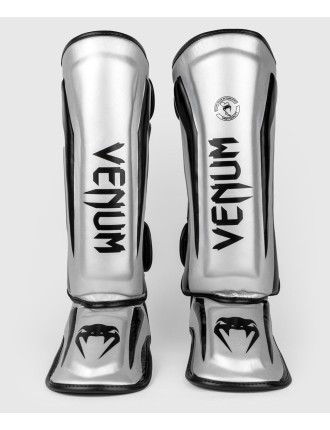 Top Choice Venum Elite Standup Shinguards - Silver/Black In Stock