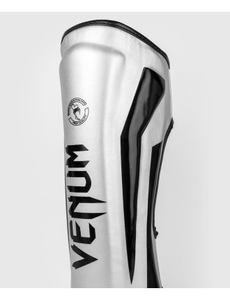 Top Choice Venum Elite Standup Shinguards - Silver/Black In Stock