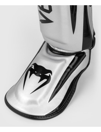 Top Choice Venum Elite Standup Shinguards - Silver/Black In Stock