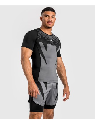 Top Choice Venum Attack Men's Short Sleeve Rashguard - Black/Grey Limited Stock