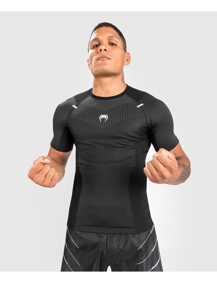 Top Choice Venum Biomecha Rashguard Short Sleeves - Black/Grey Limited Stock