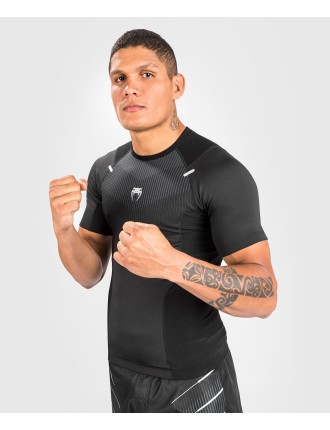 Top Choice Venum Biomecha Rashguard Short Sleeves - Black/Grey Limited Stock