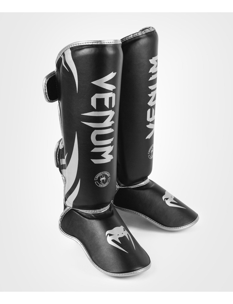 Top Choice Venum Challenger Standup Shin Guards - Black/Silver On Hand Now