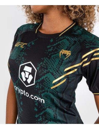 Top Choice UFC Adrenaline by Venum Authentic Fight Night Women Walkout Jersey Green/Black/Gold - Emerald Edition New Release