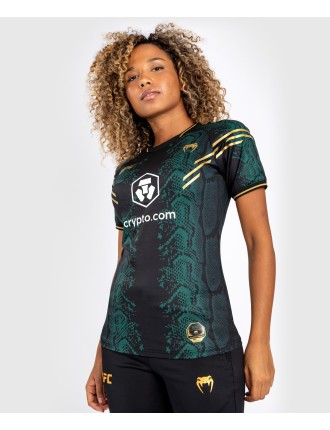 Top Choice UFC Adrenaline by Venum Authentic Fight Night Women Walkout Jersey Green/Black/Gold - Emerald Edition New Release