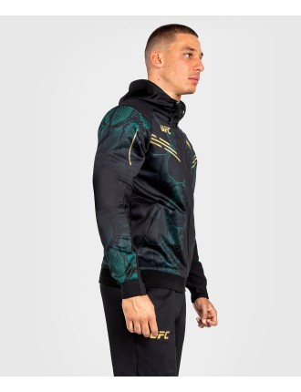 Top Choice UFC Adrenaline by Venum Personalized Authentic Fight Night Men Walkout Hoodie - Emerald Edition - Green/Black/Gold Ju