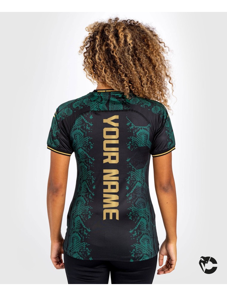 Top Choice UFC Adrenaline by Venum Personalized Authentic Fight Night Women Walkout Jersey Green/Black/Gold - Emerald Edition La