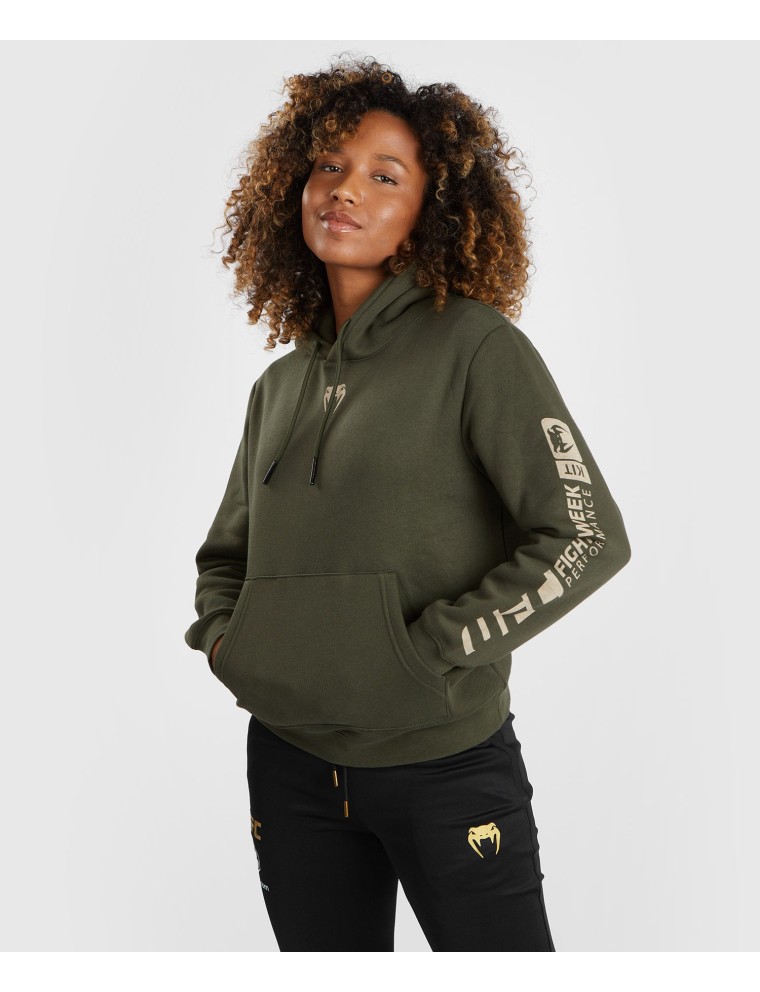 Top Choice UFC Adrenaline by Venum Fight Week  Women Pullover Hoodie - Khaki On Hand Now