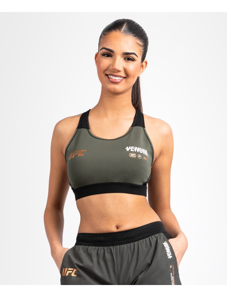 Top Choice UFC Adrenaline by Venum Fight Week Women Sports Bra - Khaki/Bronze Just Launched